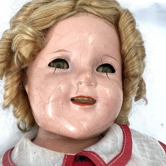 Vintage Shirley Temple Composition Doll Plaid Dress - Picture 3 of 12